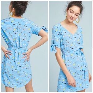 Anthropologie Larke Southwoods Swimmers Tie Waist Dress Size Large